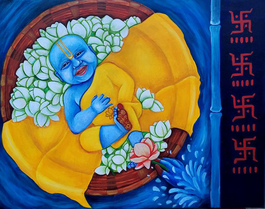 God Image Handmade Laddu Gopal Decorative Foil Wall Art Painting, Size:  21*14inch at Rs 70 in New Delhi