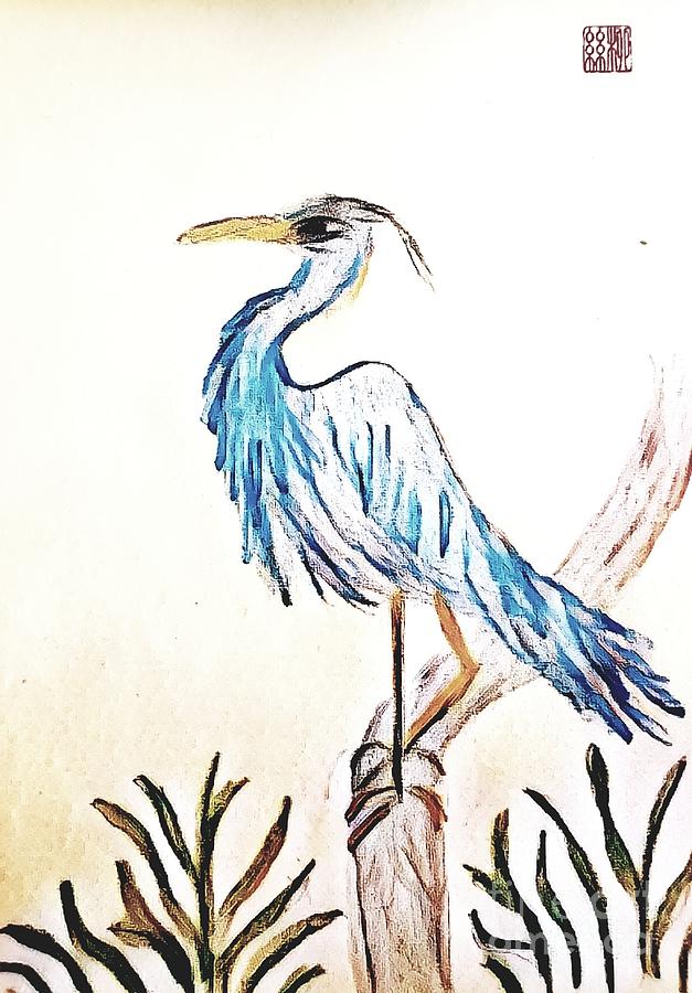 Balance of Blue Heron Painting by Margaret Welsh Willowsilk