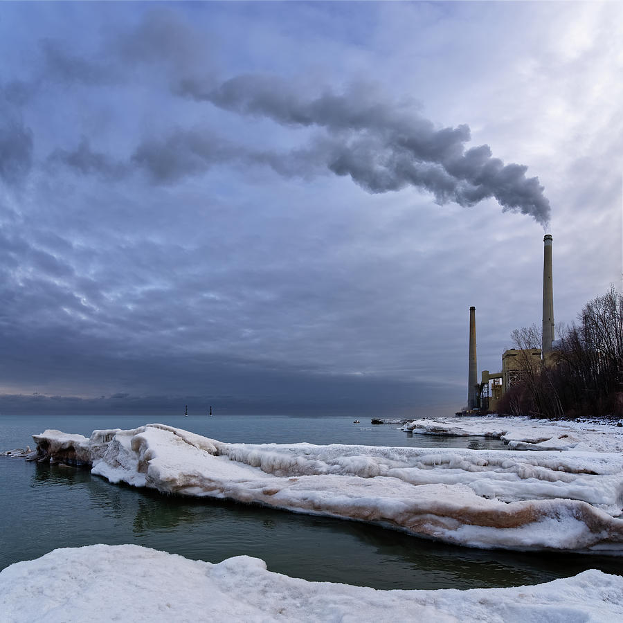 Balance of Power - Aliant Edgewater power plant at Sheboygan WI on Lake Michigan shoreline Photograph by Peter Herman