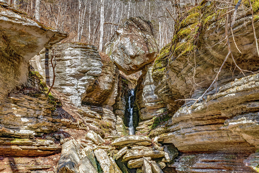 Balanced Rock Falls - Leatherwood Creek Trail Photograph by Gregory Ballos