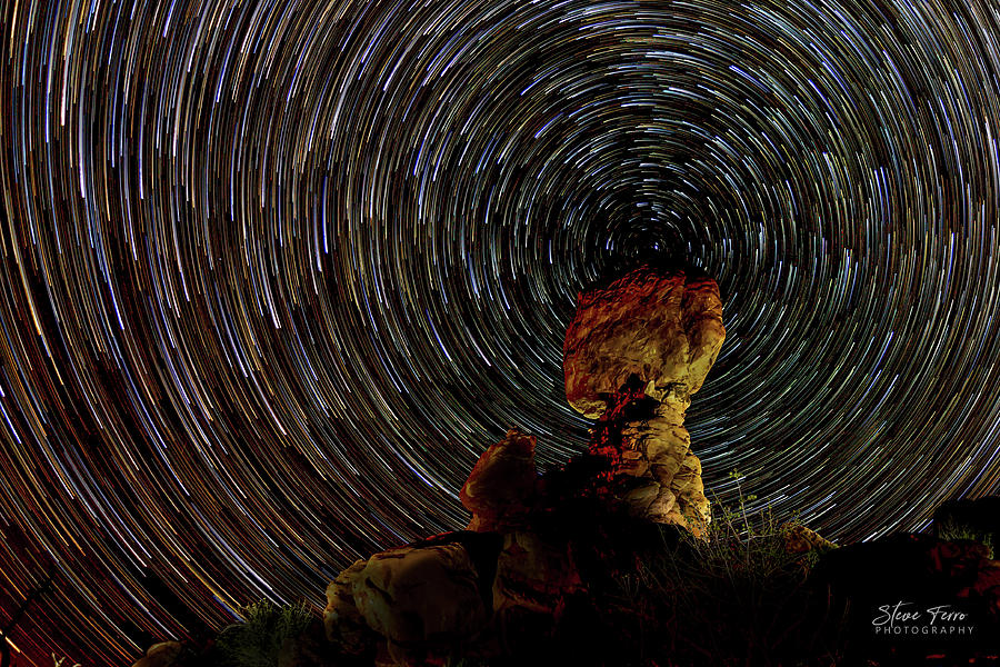 Balanced Rock Star Trails Photograph by Steve Ferro