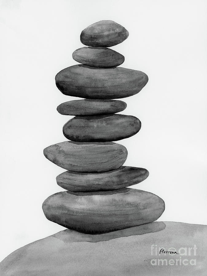 Balanced Rocks in Black and White Painting by Hailey E Herrera