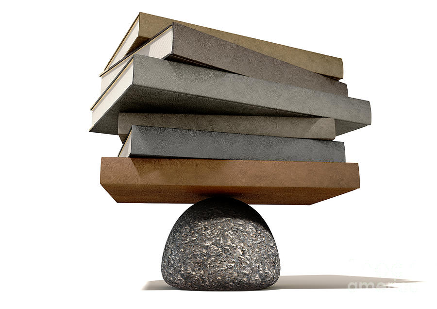 Balancing The Books On A Rock Digital Art