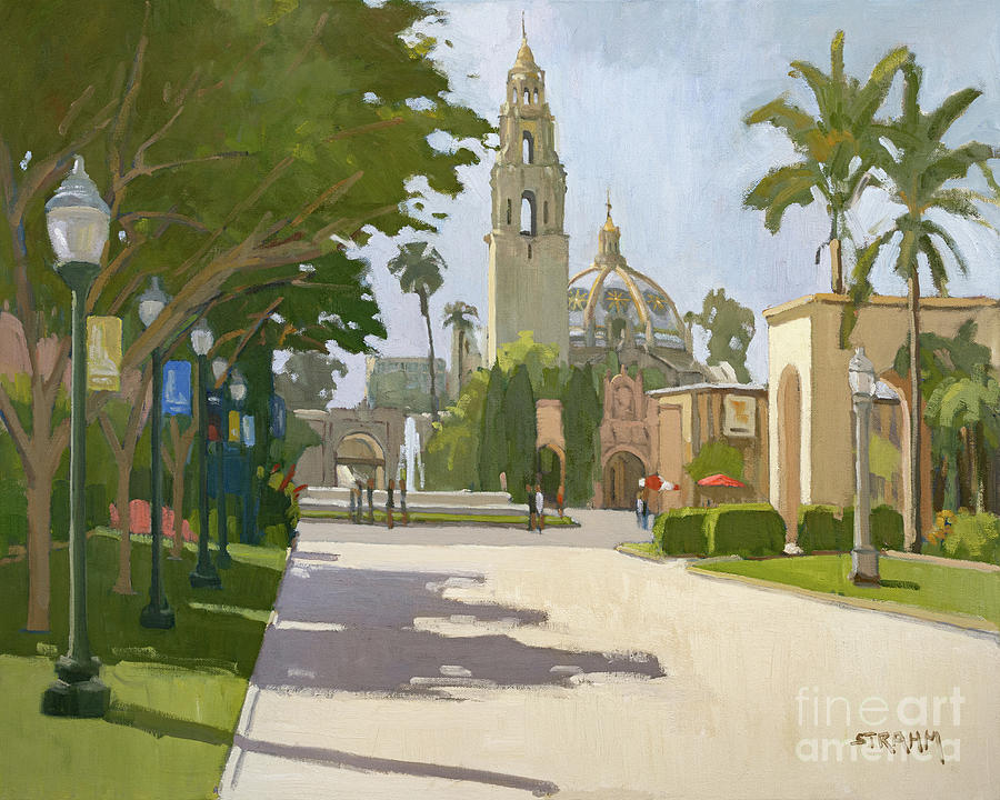 Balboa Park El Prado - San Diego, California Painting by Paul Strahm