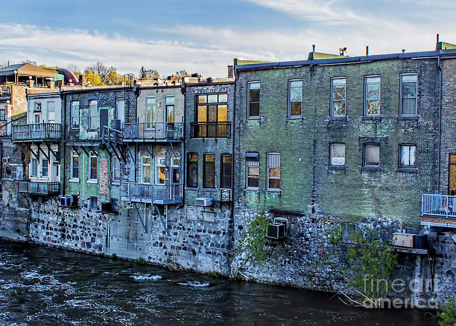 Balconies and Bricks on the Grand River Paris Ontario Photograph by Barbara McMahon
