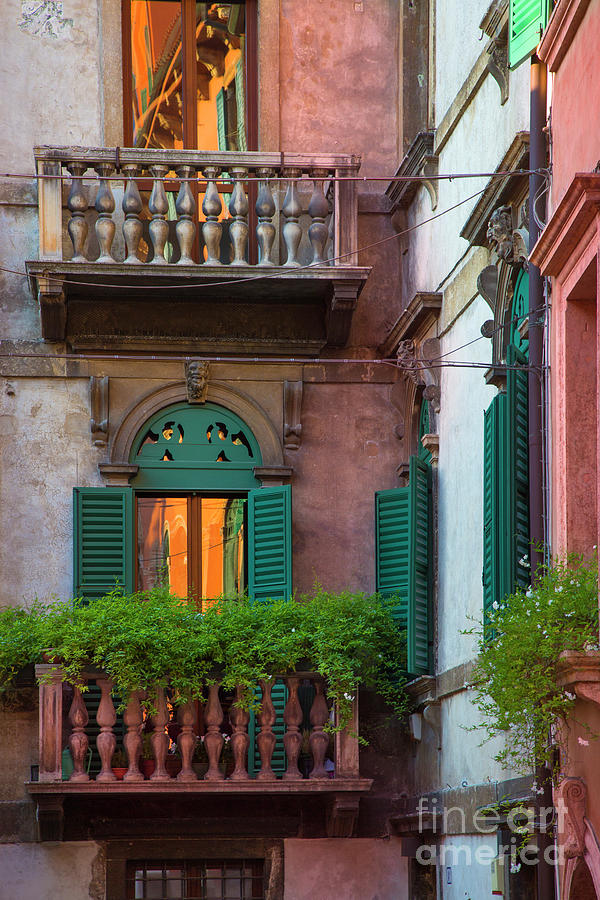 Balconies and Windows - Verona Italy Photograph by Brian Jannsen