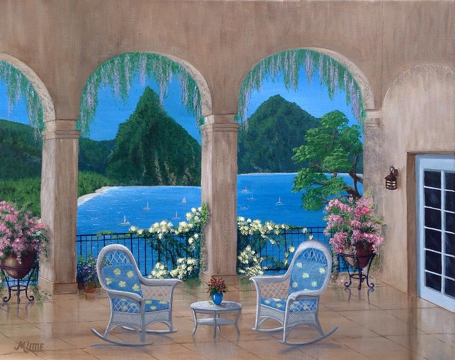 Balcony with a View Painting by Marlene Little