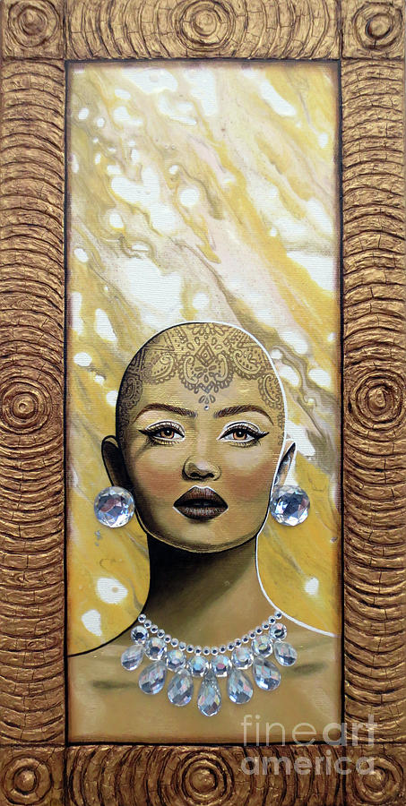 Portrait Painting - Bald Beauty In Visions Of Gold by Malinda Prudhomme
