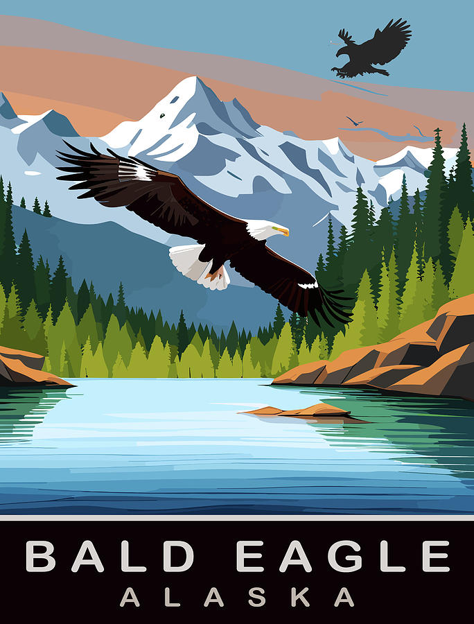 Wildlife Digital Art - Bald Eagle, AK by Long Shot