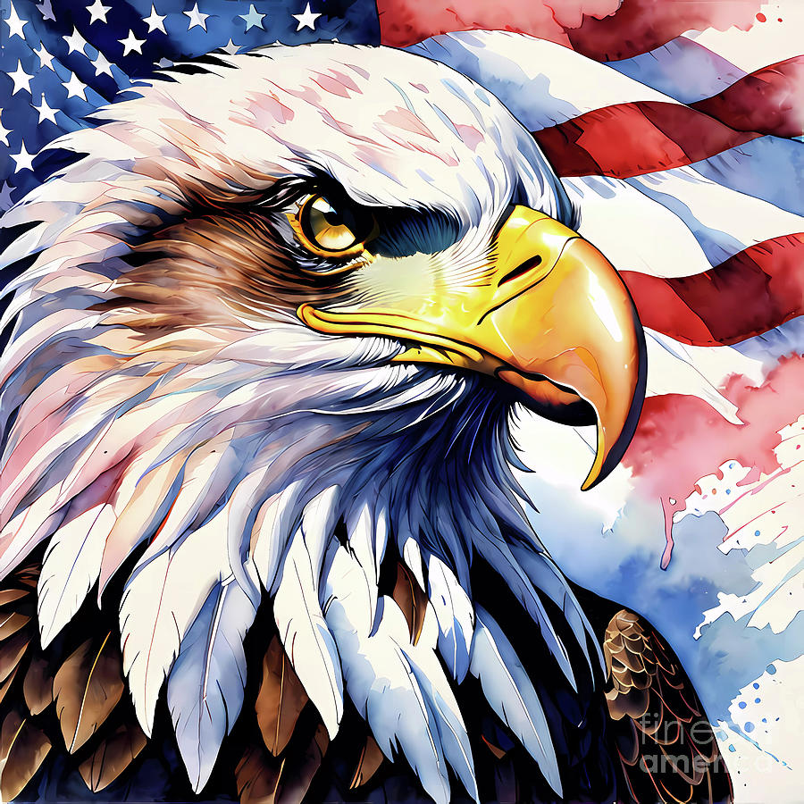 Bald Eagle And TheUs Flag Painting by Ingo Klotz - Fine Art America