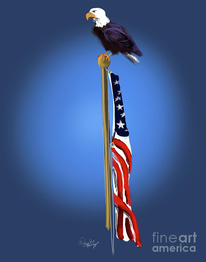 Bald Eagle and USA Flag Digital Art by Doug Gist