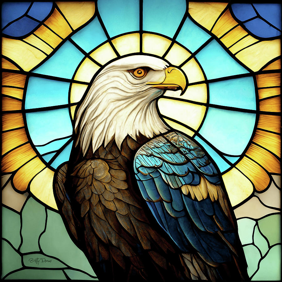 Eagle Digital Art - Bald Eagle Stained Glass Window by Betty Denise