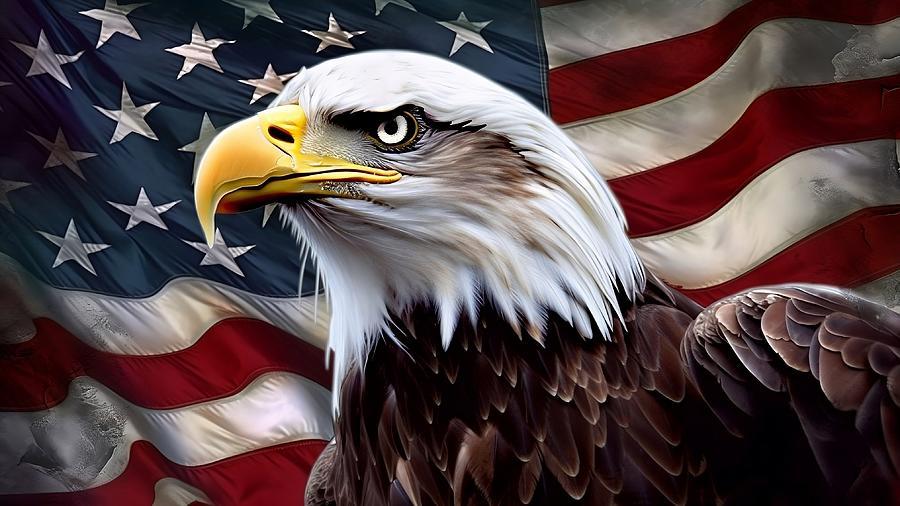 Bald Eagle Tattered American Flag Digital Art by Scott Hawkins - Fine ...