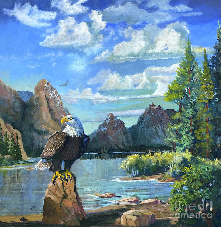 Bald Headed Eagles Painting by Heather Coen
