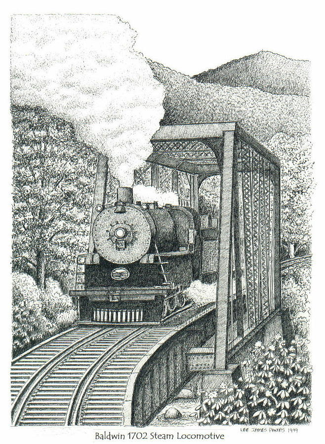 Train Drawing - Baldwin 1702 Steam Locomtive by Lee Pantas Train Drawing - Baldwin 1702 Steam Locomtive by Lee Pantas