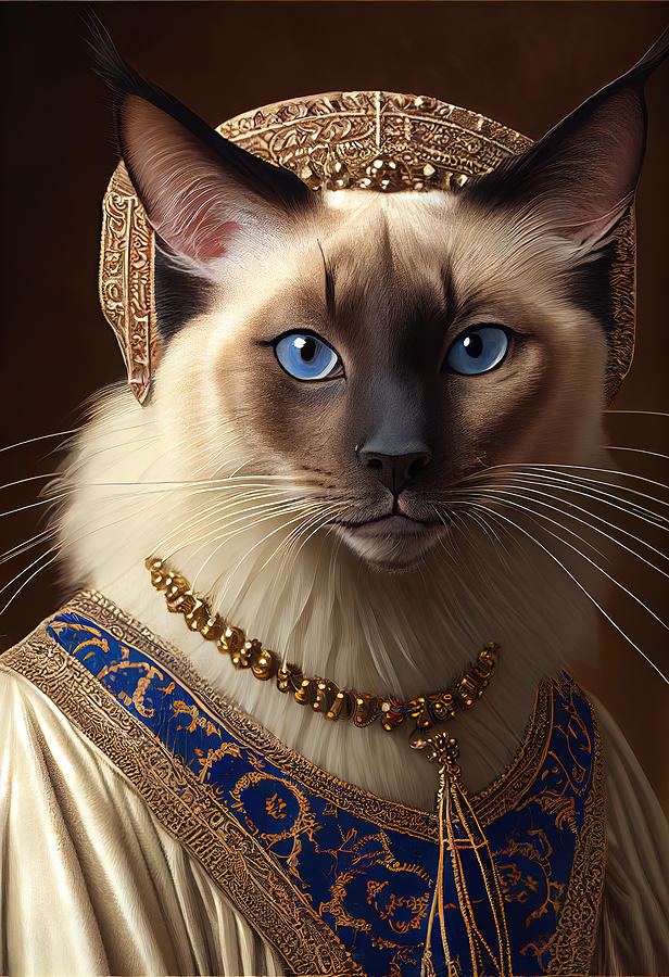 Balinese King Cat Breed Portrait Royal Renaissance Animal Painting ...