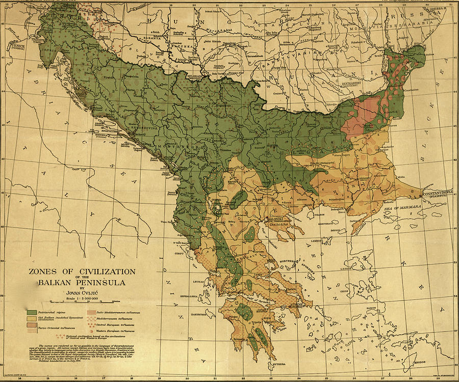 Balkan Zones of Civilization 1918 Drawing by Vintage Maps - Fine Art ...