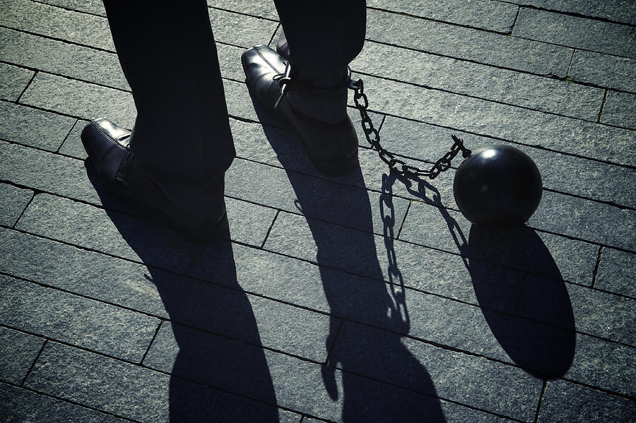 Ball and Chain Businessman with Long Shadows Photograph by PeskyMonkey