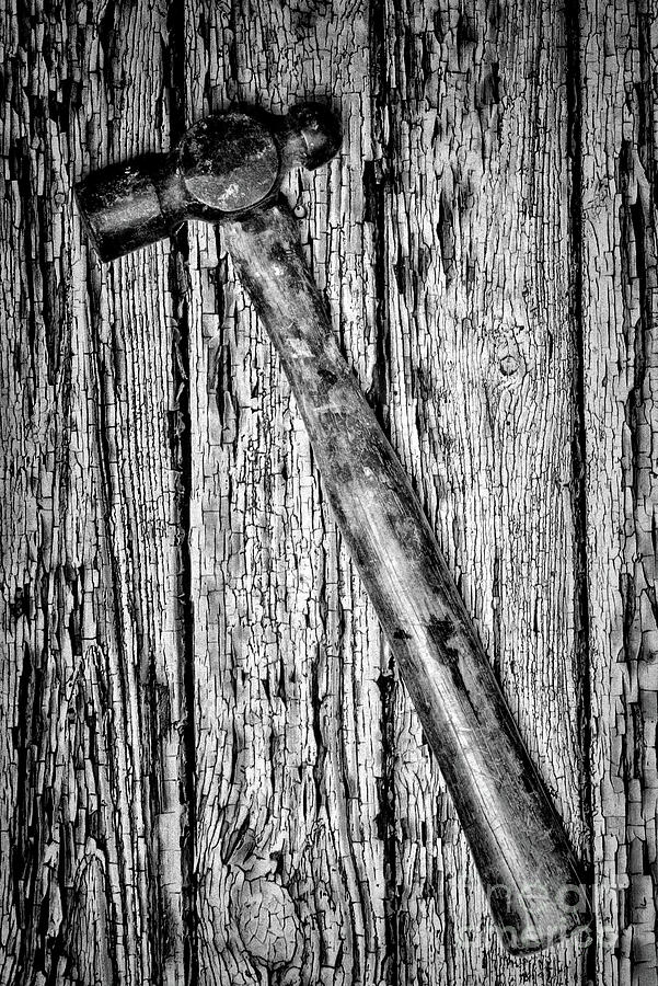 Ball Peen Hammer on textured background black and white Photograph by Paul Ward