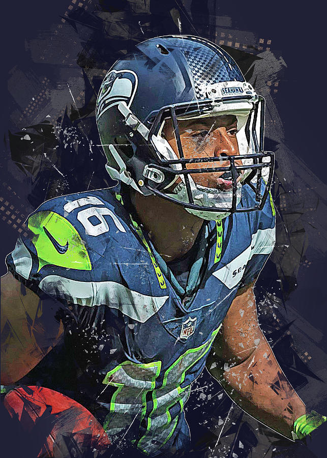 Tyler Lockett Football Edit Tapestries Seahawks - Tyler Lockett