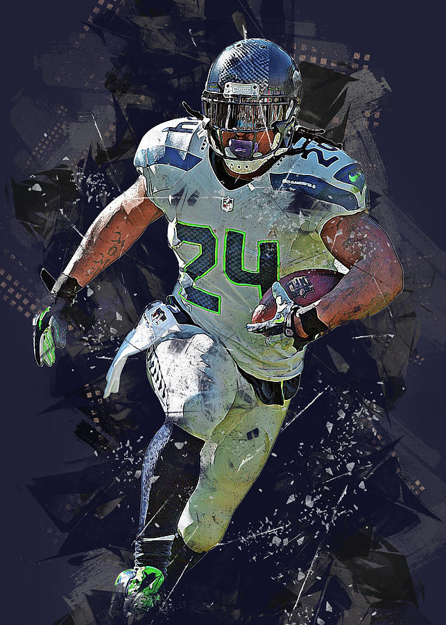 Player Football Seattle Seahawks Player Marshawn Lynch Marshawnlynch  Marshawn Lynch Marshawnterrelll Art Print by Wrenn Huber - Fine Art America