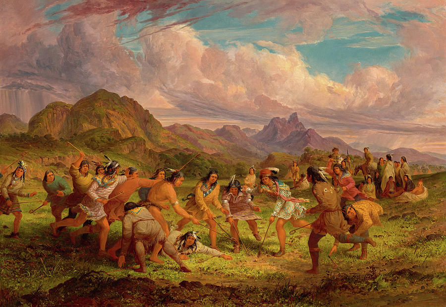 Ball Playing among the Sioux  Indians 1851 Painting  by 