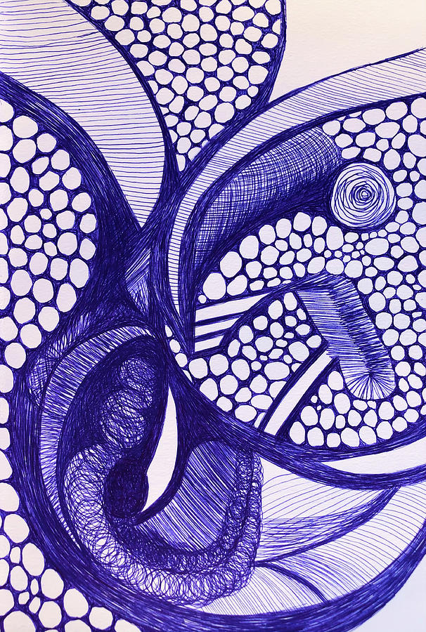 Ball Point Doodle Dance Drawing by Polly Castor