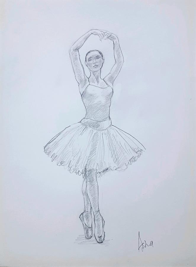 Ballerina 11 Drawing by Asha Sudhaker Shenoy