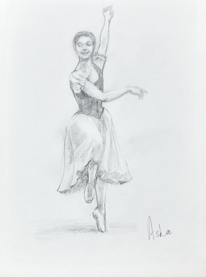 Ballerina 18 Drawing by Asha Sudhaker Shenoy