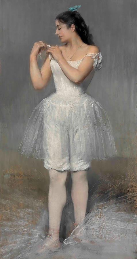 Ballerina Adjusting her Shoulder Strap Painting by Pierre-Gerard Carrier-Belleuse