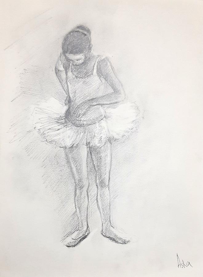 Ballerina backstage 2 Drawing by Asha Sudhaker Shenoy