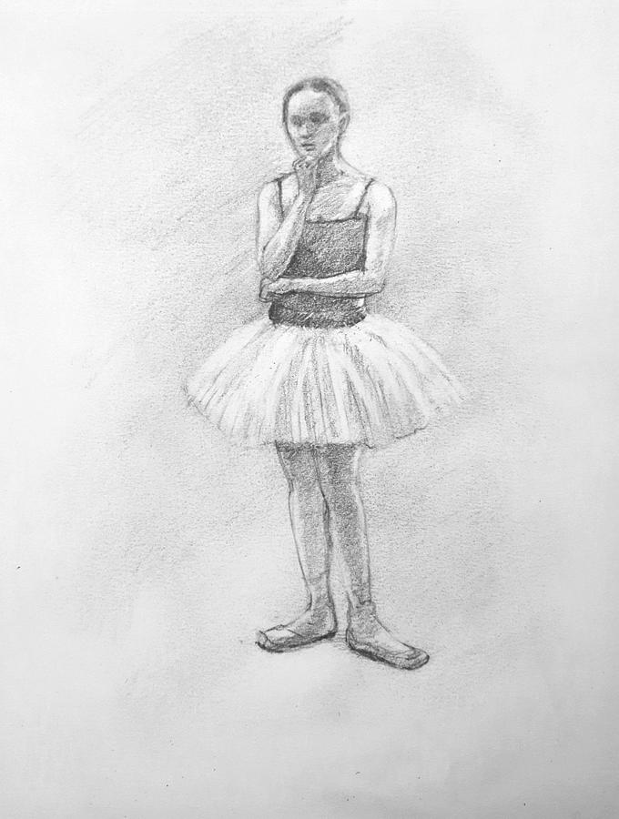 Ballerina backstage Drawing by Asha Sudhaker Shenoy
