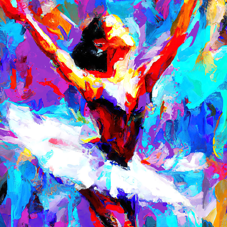 Ballerina dancing on stage, 01 Painting by AM FineArtPrints