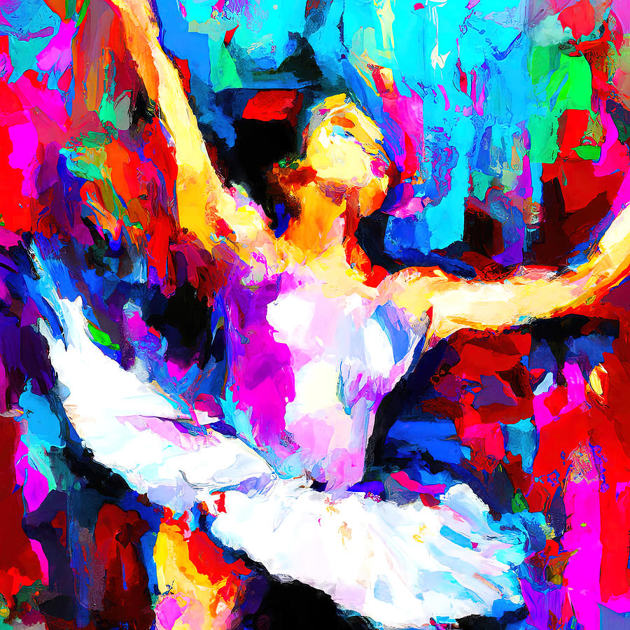 Ballerina dancing on stage, 02 Painting by AM FineArtPrints