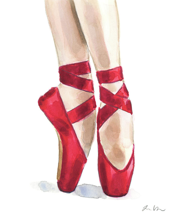 Ulykke tiger deformation Ballerina En Pointe with Red Ballet Slippers Painting by Laura Row - Pixels  Merch