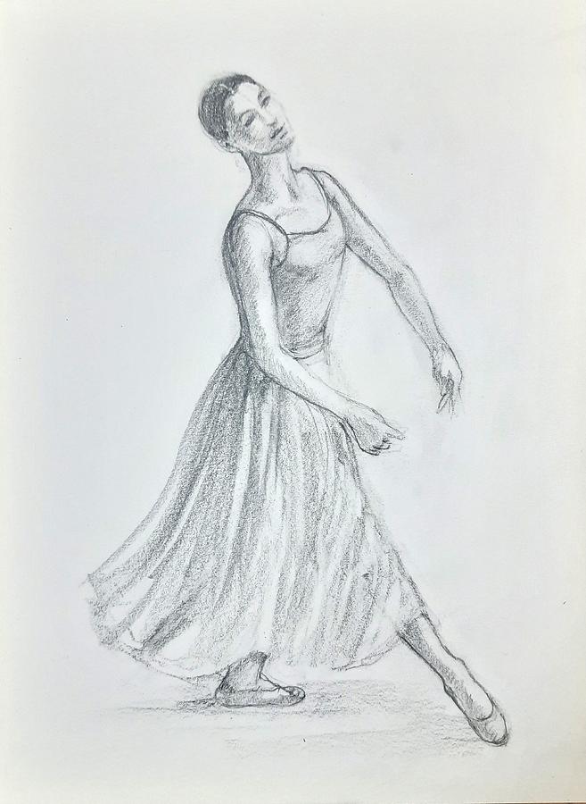 Ballerina in action 8 Drawing by Asha Sudhaker Shenoy
