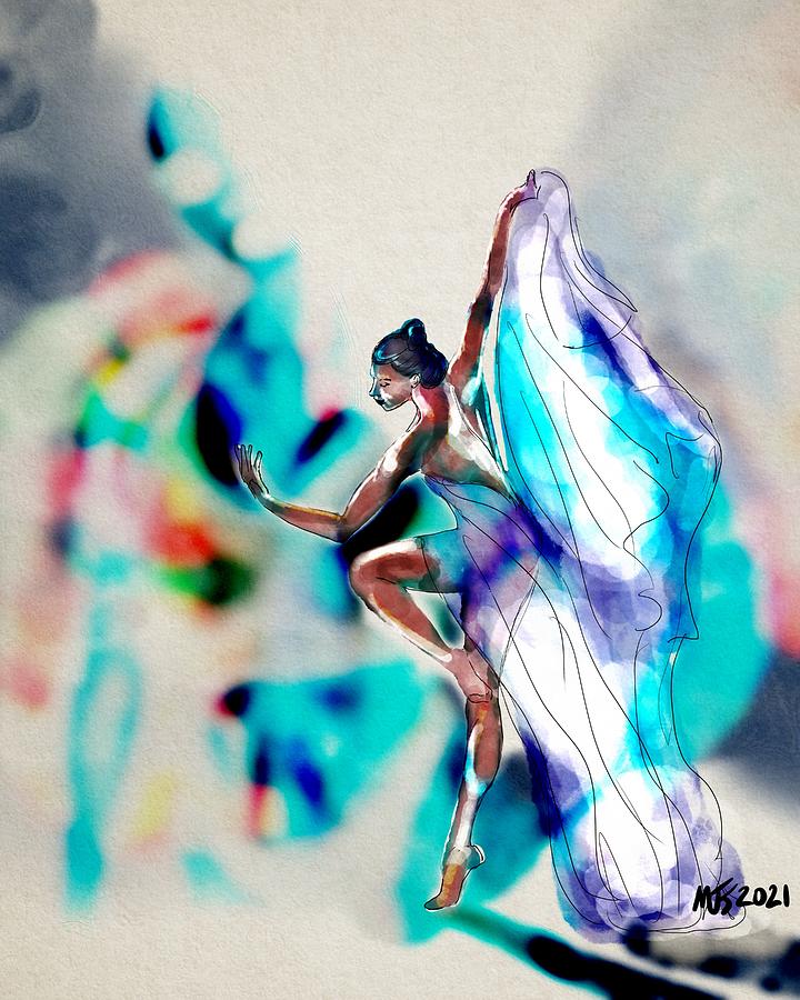 Ballerina In Blue Digital Art by Michael Kallstrom