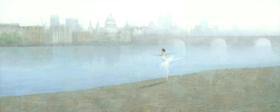 Ballerina Painting - Ballerina on the Thames by Steve Mitchell