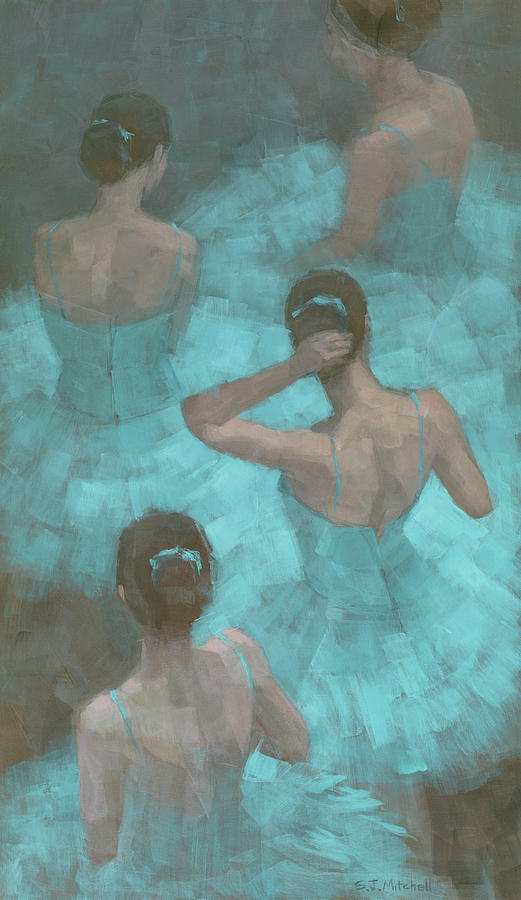 Ballet Painting - Ballerinas in Blue by Steve Mitchell