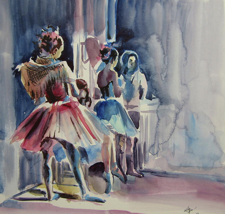 Ballerinas in the locker room Painting by Kovacs Anna Brigitta | Fine ...