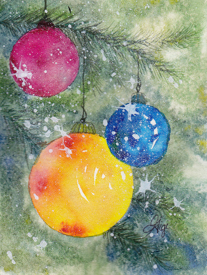 Balles de Noel Painting by Gigi Dequanne
