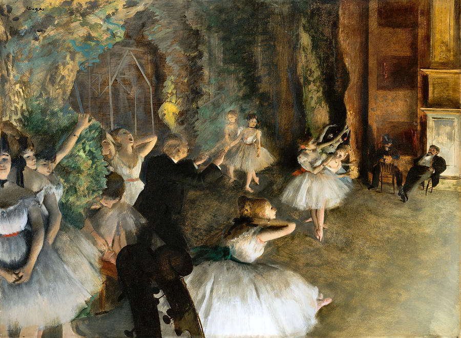 Edgar Degas Painting - Ballet Rehearsal on Stage by Edgar Degas