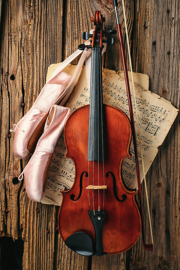 Music Photograph - Ballet Slippers And Violin by Garry Gay