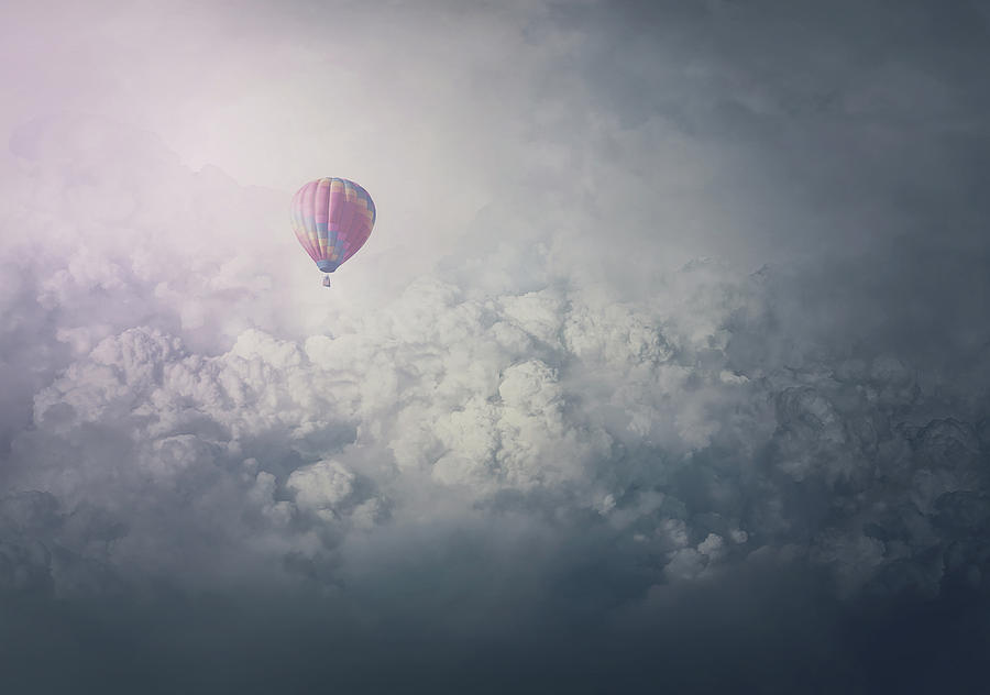 Balloon Above The Clouds Digital Art