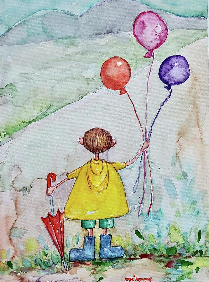 Balloon Boy Painting by Mikyong Rodgers