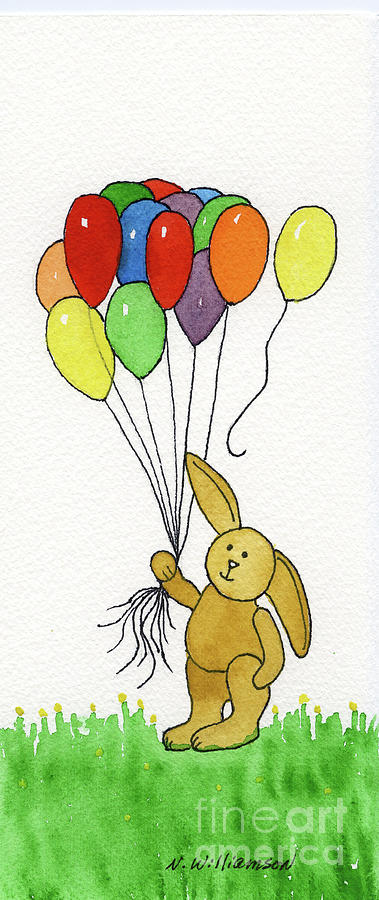 Balloon Bunny Painting by Norma Appleton