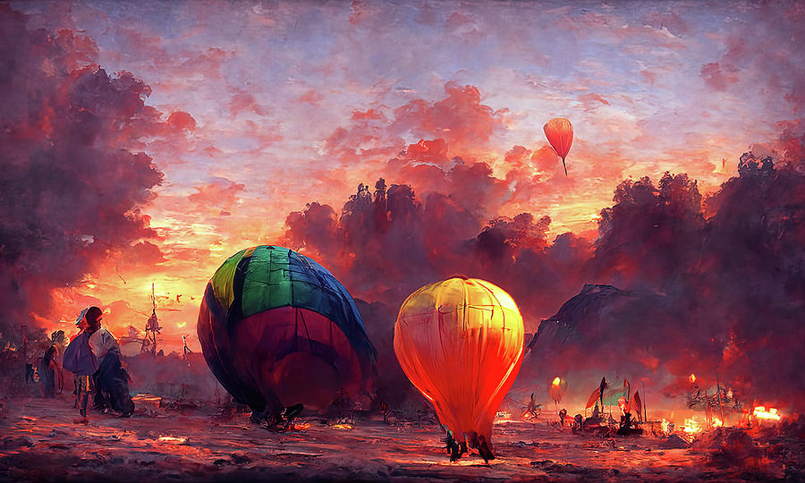 Transportation Painting - Balloon Festival, 02 by AM FineArtPrints