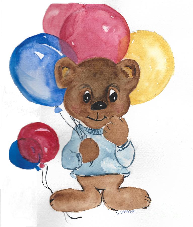 Balloons are unBEARable Painting by Valerie Shaffer