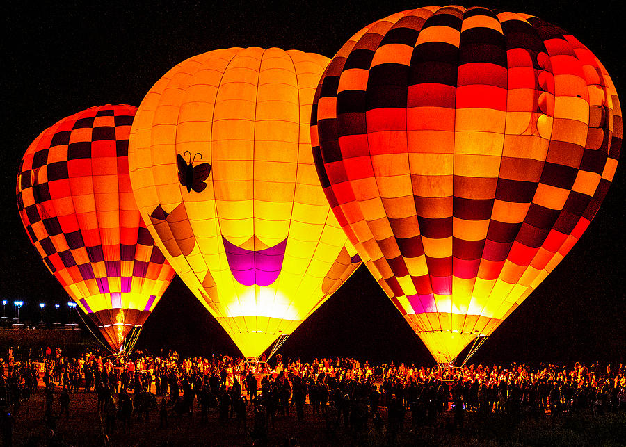 Balloons at Night Photograph by William Dougherty
