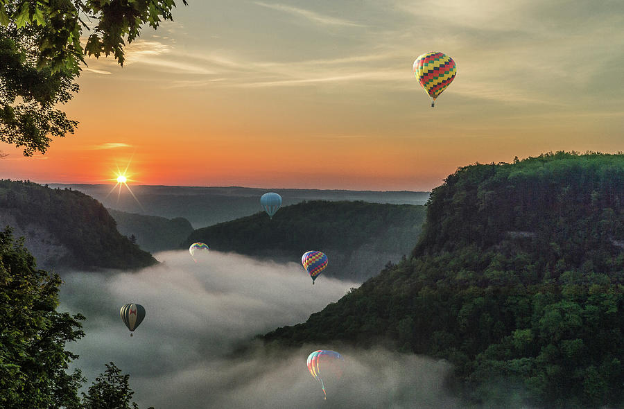 Balloons over Letchworth State Park Photograph by Joe Granita